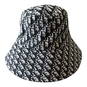 Dior White and Blue Monogram Bucket Hat
